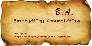 Batthyány Annunciáta névjegykártya